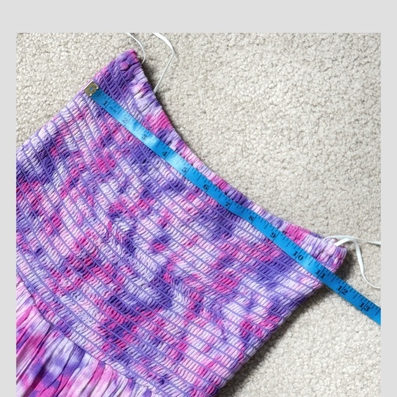 Playa Lucila Maxi Dress Strapless Tiered Maxi Dress Shirred Top Purple Pastel XS - Picture 11 of 16